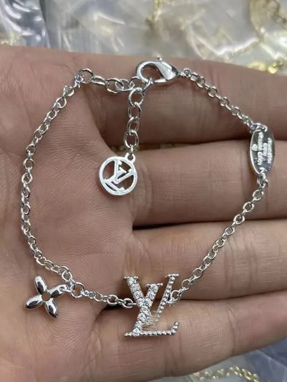 Iconic Silver Crystal Monogram Bracelet